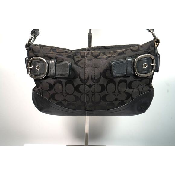 Coach Signature Canvas Leather Crossbody / Shoulder Bag Black - Picture 4 of 7